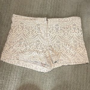 Express short shorts. Cream lace size 6 shorts.